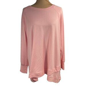 Avenue Tunic Top Pullover Tiered Hem Long Sleeve Pink Size 22/24 Modal Blend